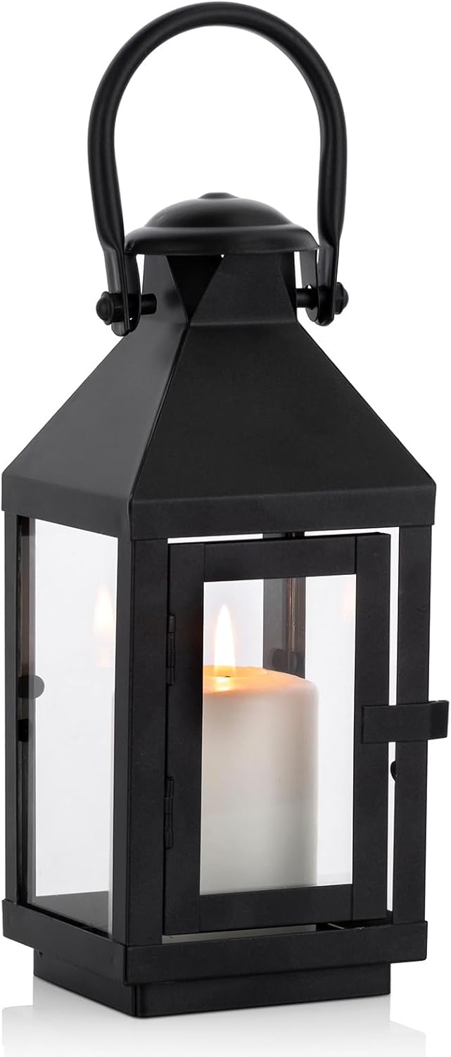 Nuptio Garden Lanterns for Pillar Candles Tall Vintage Style Metal Can