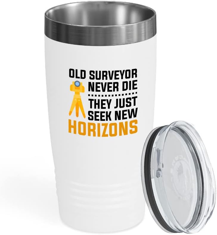 Land Surveyor White Edition Viking Tumbler 20oz - Old surveyor never d