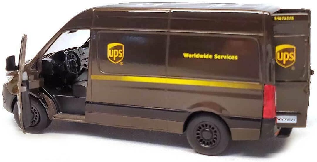KiNSMART - Mercedes-Benz Sprinter UPS Edition Cargo Van, 1:48 O Scale 