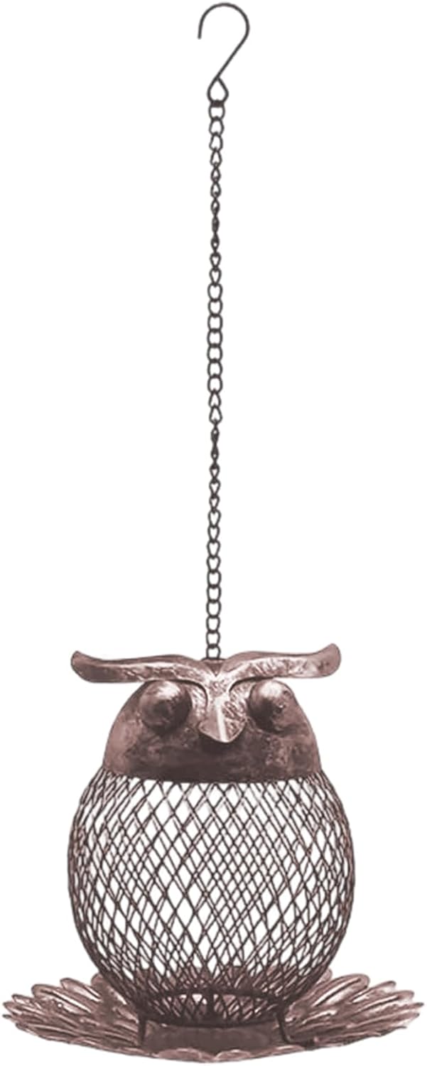 Wild Bird Feeders, Adorable Metal Vintage, Squirrel Proof Owl-Shaped Large Capacity Bird Feeder with Sturdy Construction, Outdoor Yard Deck Porch Accessory, Birds Feeding Station, for Finch Bluebird