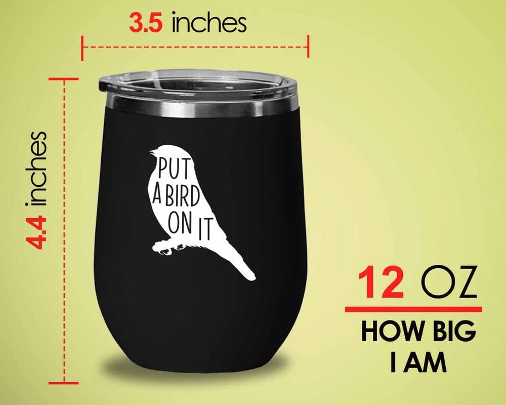 Bird Lover Black Edition Wine Tumbler 12oz - Put a bird on it - Hummin