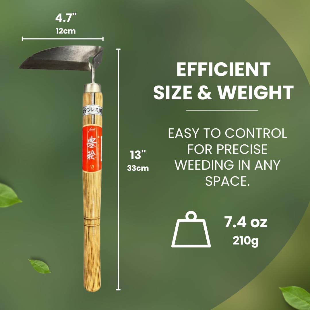 Hounen Miyawaki Japanese Weeding Sickle, Twisted Stainless Steel Kama 