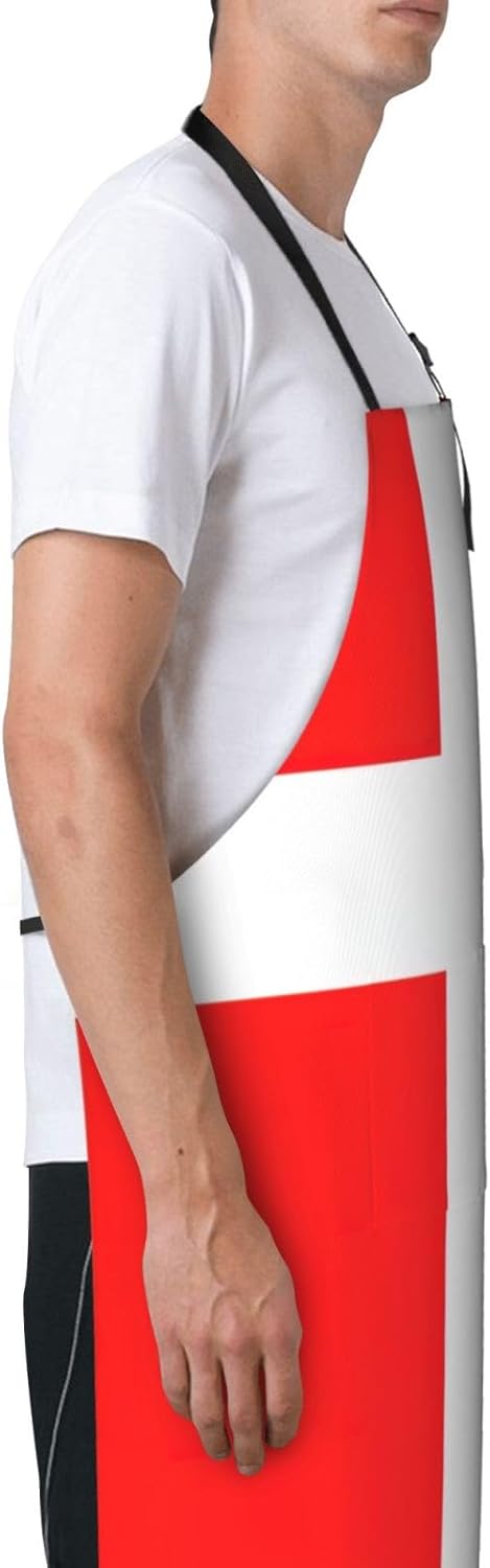 Denmark Danish Flag print Waterproof apron with pocket adjustable cook