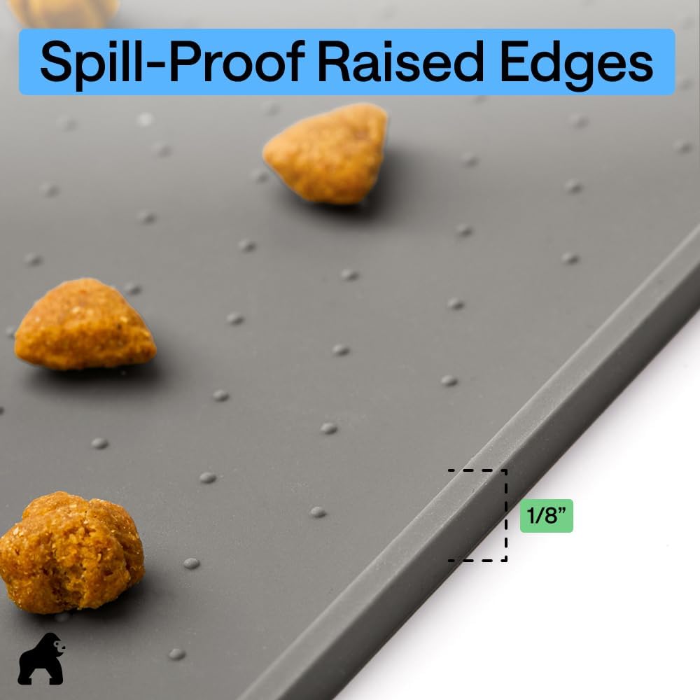 GORILLA GRIP 100% Waterproof Raised Edge BPA Free Silicone Pet Feeding