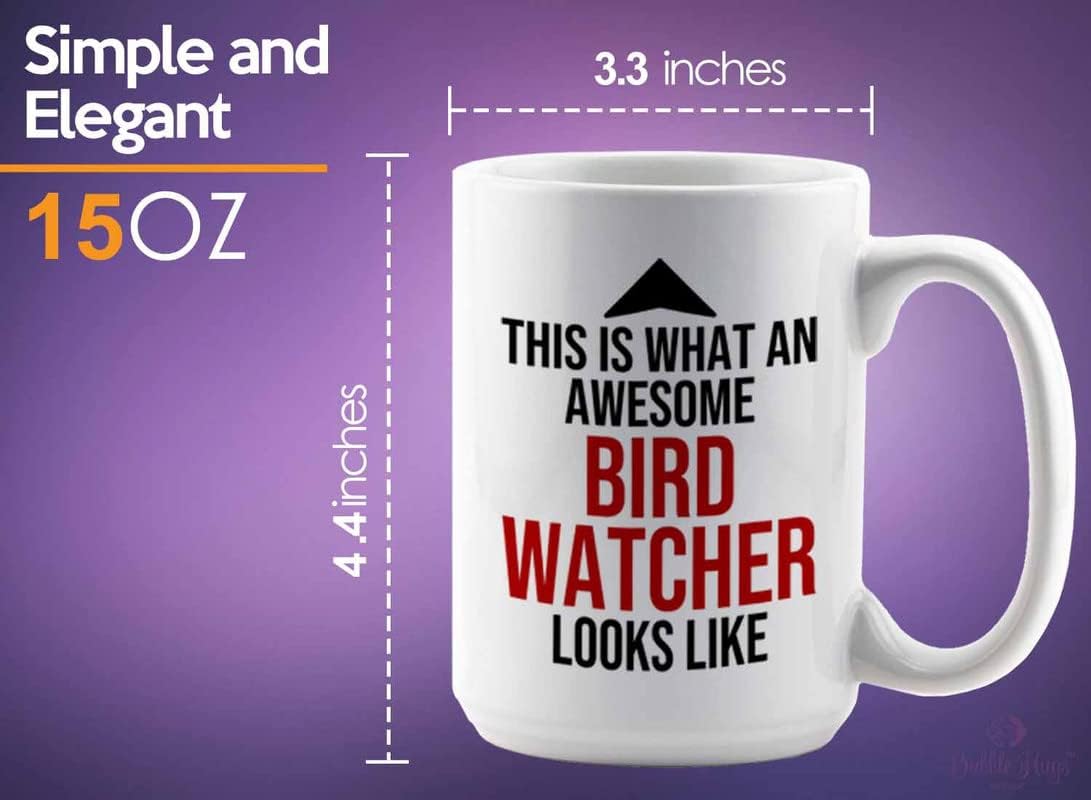 Bird Lover Coffee Mug 15oz White - Awsome bird watcher looks like - Hummingbird Nest Cage Parrot Dad Gardening Outdoor Birdwatcher Feeder