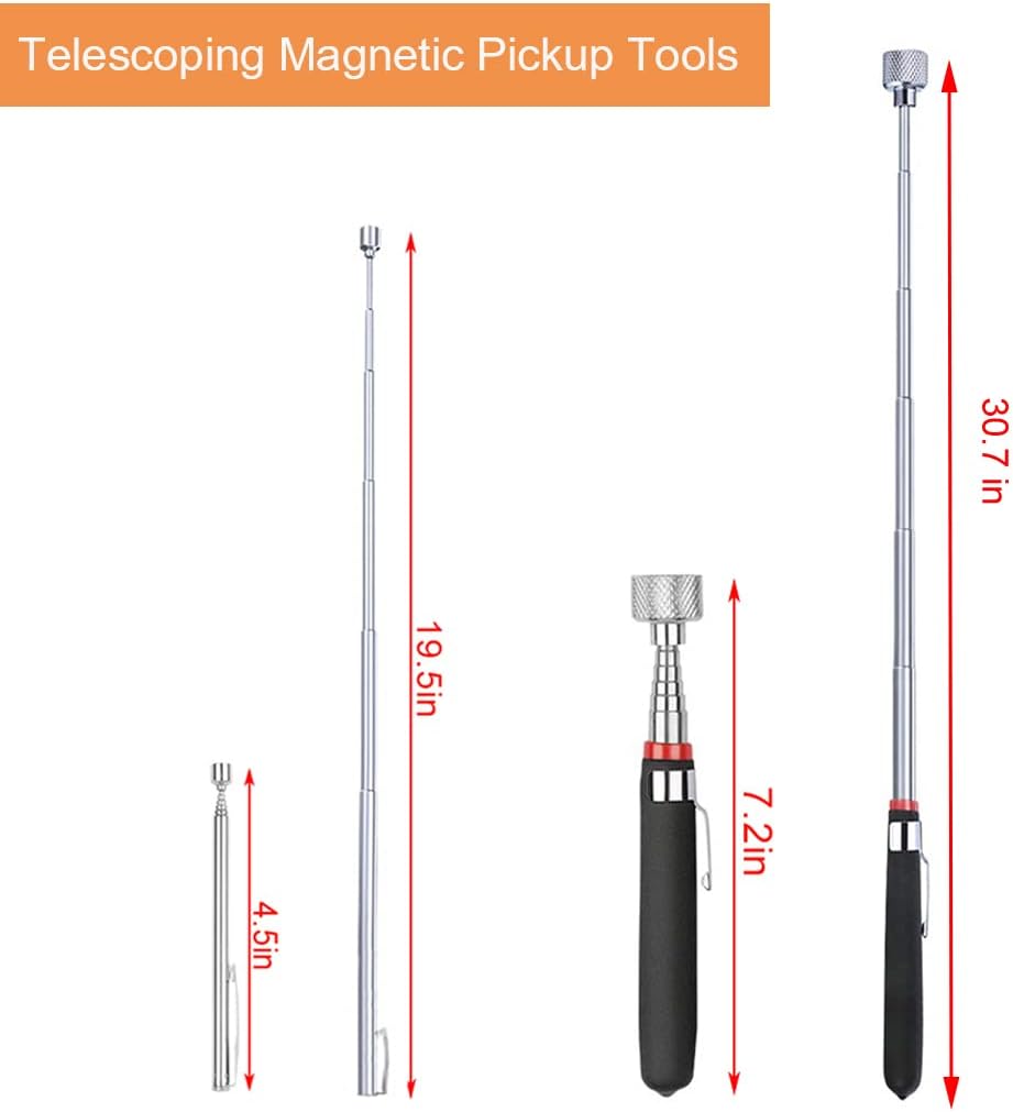 3 Pack Telescoping Magnet Pick-up Tool Set - Retrieving Telescoping Ma