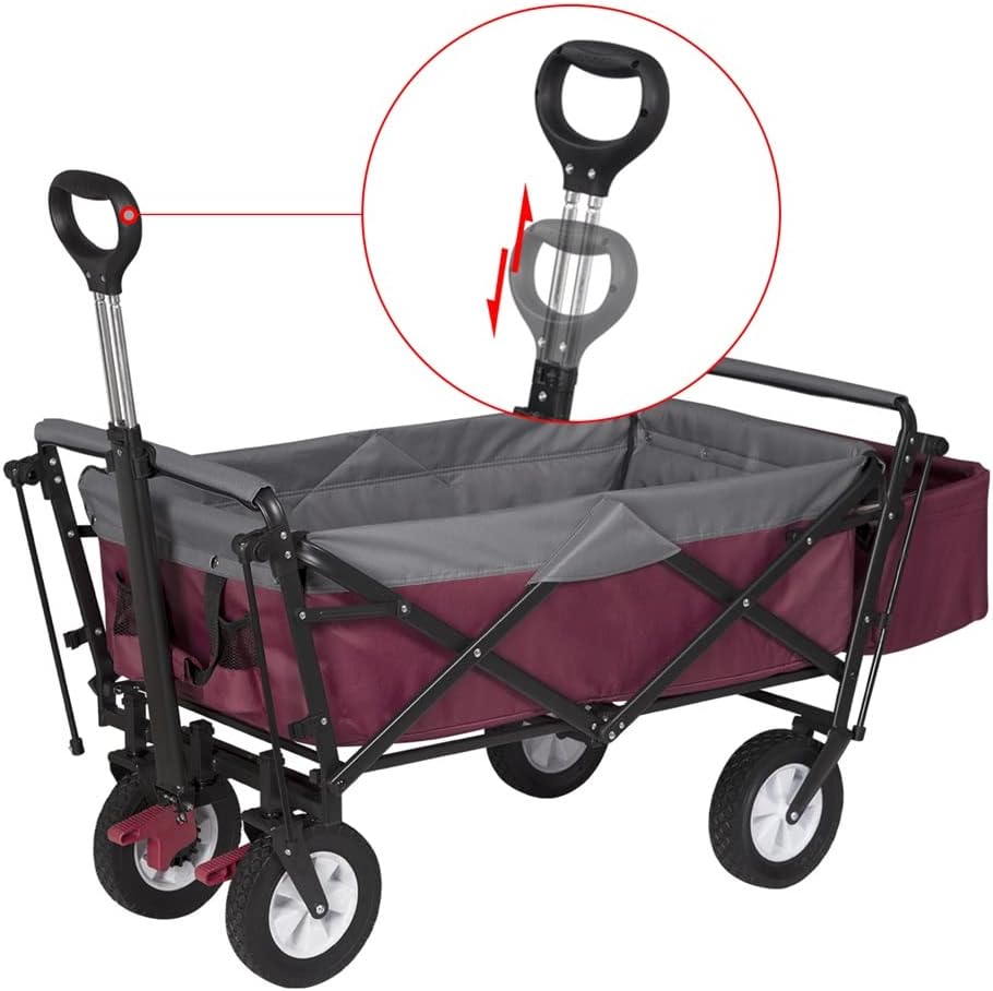 HBJWOV Folding Garden Trolley Cart with Roof Wheels Brake Transport Me