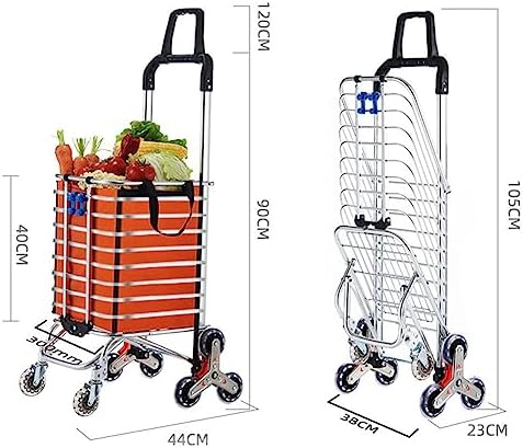 Heavy Duty Collapsible Wagon Cart with 8 Silent Universal Wheels, 360° Rotating Handle, 51KG Load Capacity, Foldable Folding Carts for Easy Stair Climbing and Transport