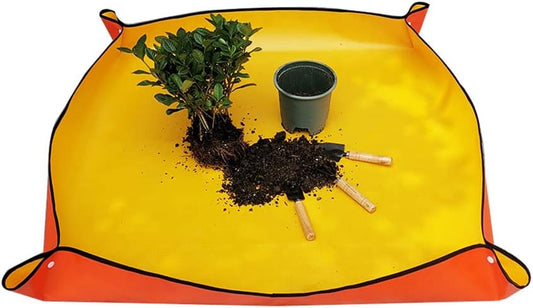 Repotting Mat Waterproof Indoor Potting Tarp Planting Mat Apartment Gardening Mat for Succulent Flowers Plants Indoor Transplantation 2.2 ft. x 2.2 ft. (Yellow/Orange)
