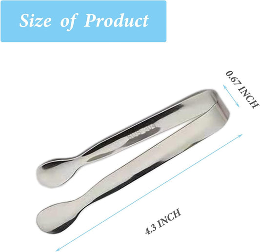 6PCS Ice Tongs Mini Sugar Tongs 4.25Inch Stainless Steel Kitchen Utensils Set,Small Serving Tong and Tiny Kitchen Tong for Appetizers,Tea Party, Coffee Bar, Desserts by Sunenlyst (Silver)