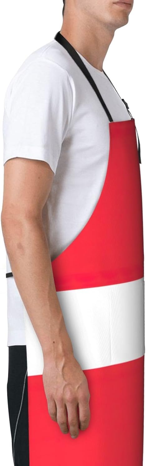 Austrian flag print Waterproof chef's apron with pocket apron for kitchen cooking baking barbecue and gardening