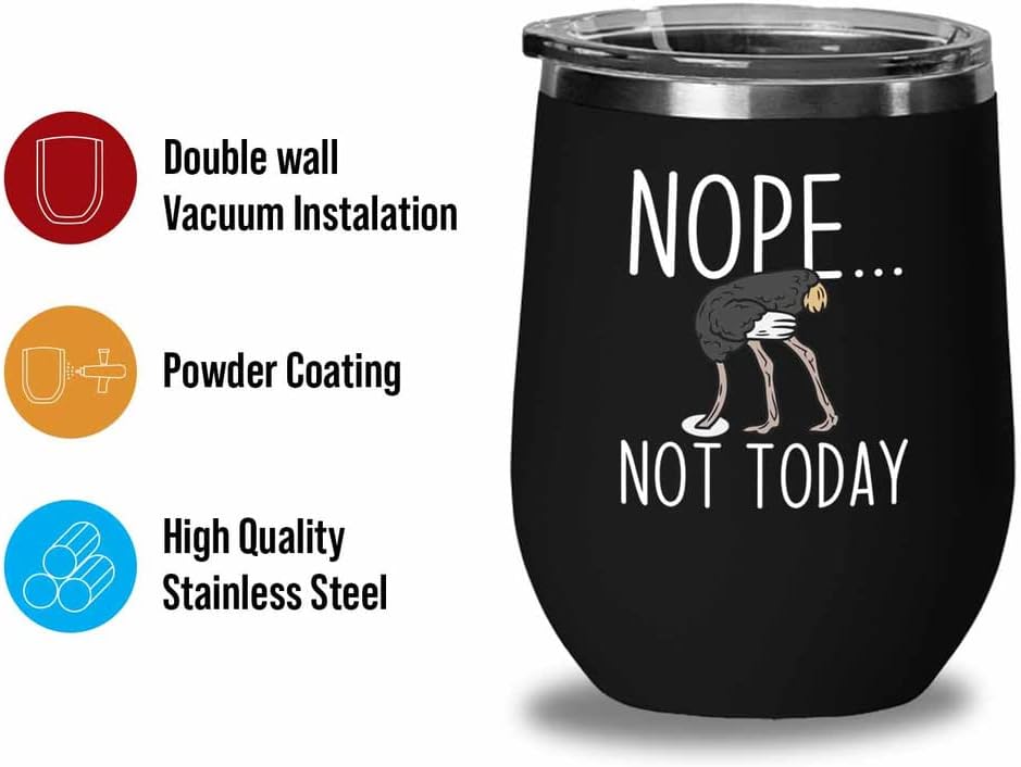 Bird Lover Black Edition Wine Tumbler 12oz - Nope not Today - Hummingb