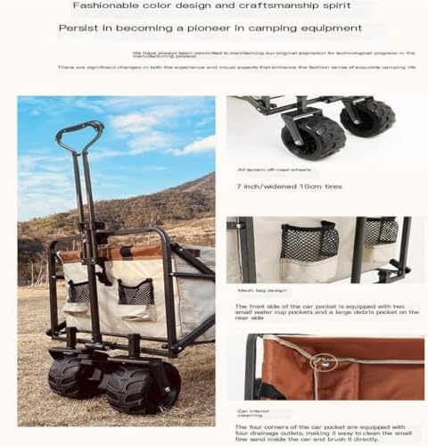 Portable Camping Cart,Outdoor Beach Camping Folding Trolley Cart for Picnic Tent and Camp Portable Small Pull Cart for Outdoor Activities
