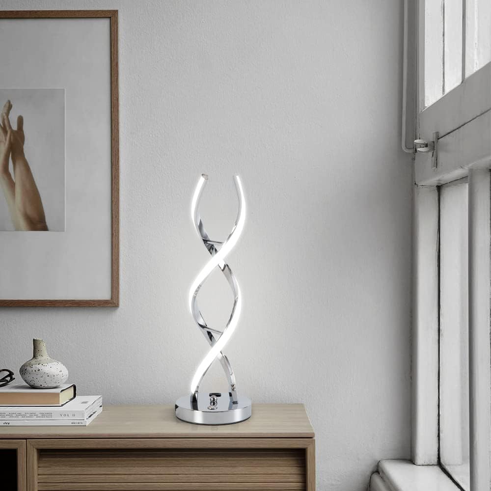 LED Modern Table Lamp, Stepless Dimmable Spiral Table Lamps for Bedroo