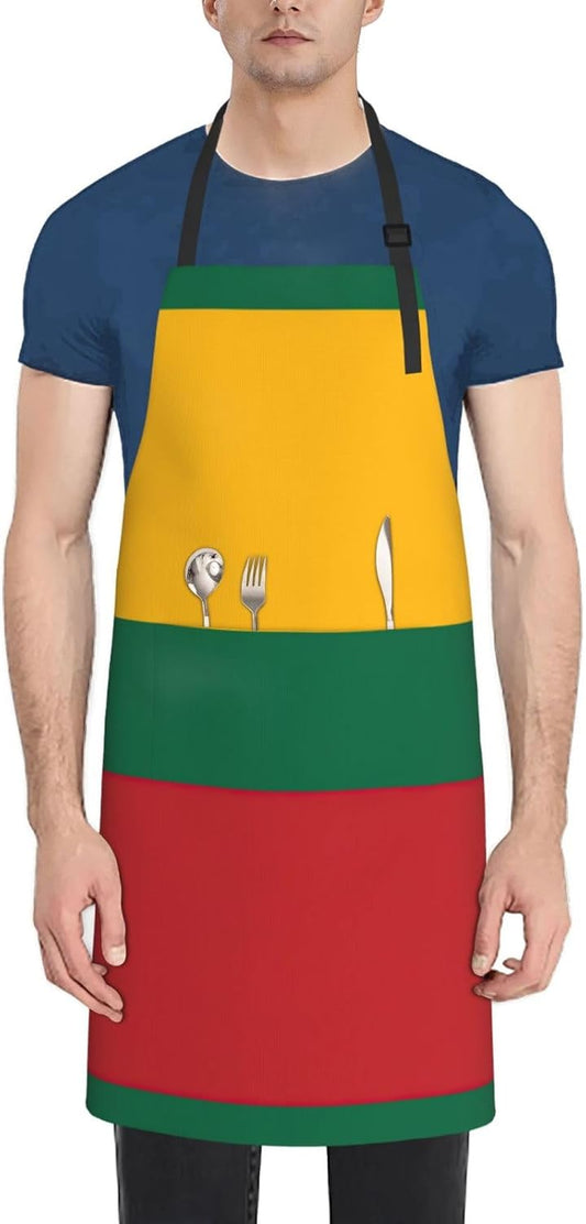 Flag of Lithuania print Waterproof chef's apron with pocket apron for kitchen cooking baking barbecue and gardening