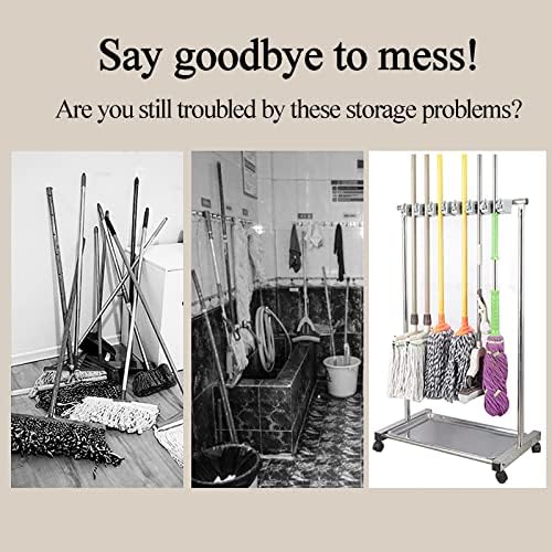 Floor Standing Cleaning Tool Cart,Broom Holder Orga,Utility Rack for M