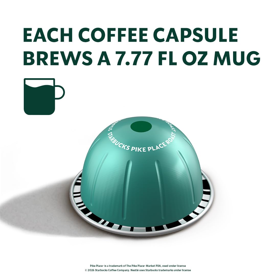 Starbucks 네스프레소 버츄오, 파이크 플레이스, 미디엄 로스트 커피 30개입 커피 포드, 221.1g(7.8온스)