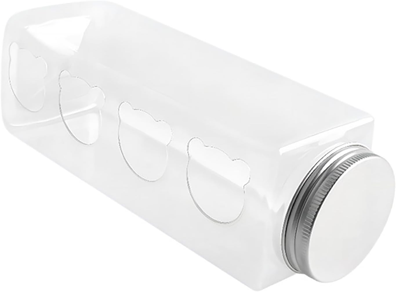 Quail Feeder - Clear No Poultry Dispenser | 4 Cute Bear Feeding Ports, Portable Bottle Style Bird Food Container for Cage Use, Ideal for Chickens Parrots Budgies Finches