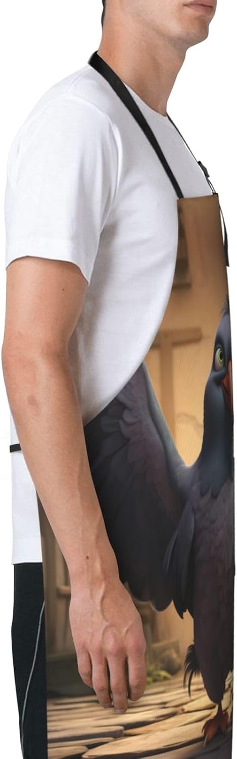 cartoon pigeon 1 print Waterproof chef's apron with pocket apron for kitchen cooking baking barbecue and gardening