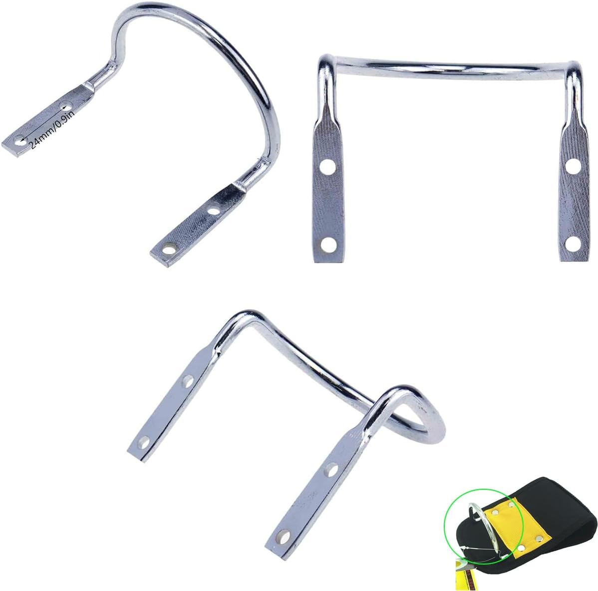 3 Pack Hammer Holder Loop Replacement U Steel Wire Wall Mount Hook for Work Belts Plier Axes Hatchet Mallet Holster Hangers Clip Heavy Duty Utility Pouch Garden Tools Repair Parts