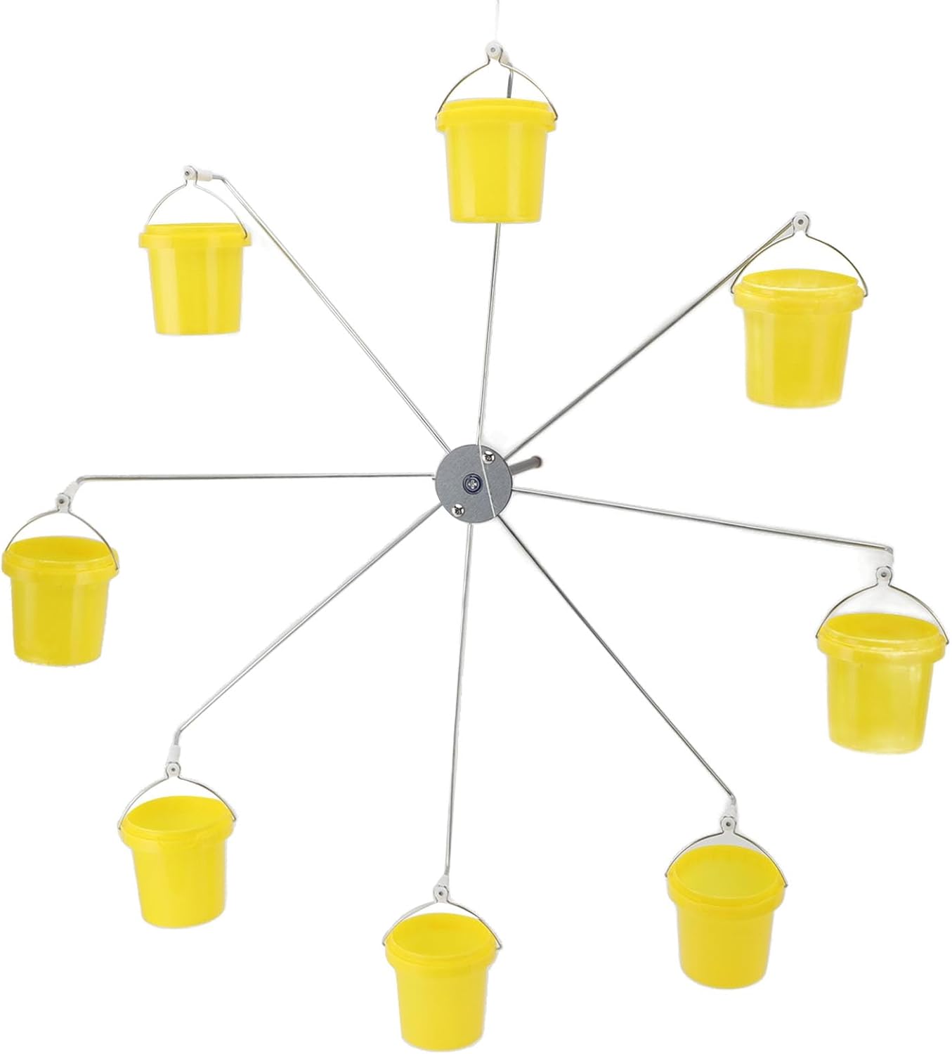 Pilipane Ferris Wheel Bird Feeder Dynamic Outdoor Hanging Hummingbird Feeder with 8 Buckets for Garden Decor Plastic Iron Material