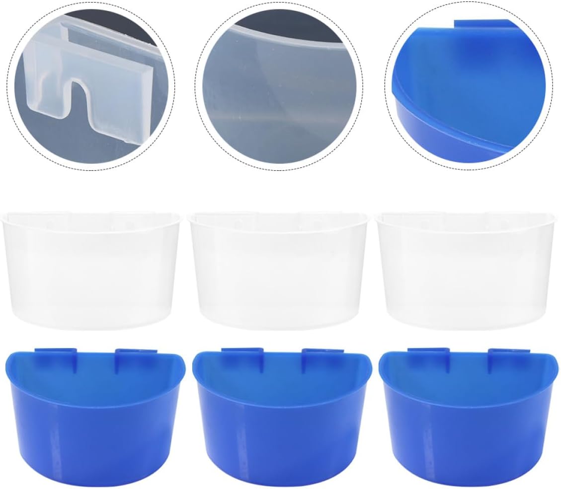 Milisten 12pcs Large Blue Hanging Bird Feeder Food Trough Water Cup Set for Bird Cage Feeding Pigeon Cage Accessory