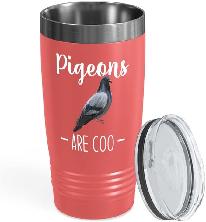 Bird Lover Coral Edition Viking Tumbler 20oz - Pgeons are coo - Hummingbird Nest Cage Parrot Dad Gardening Outdoor Birdwatcher Feeder