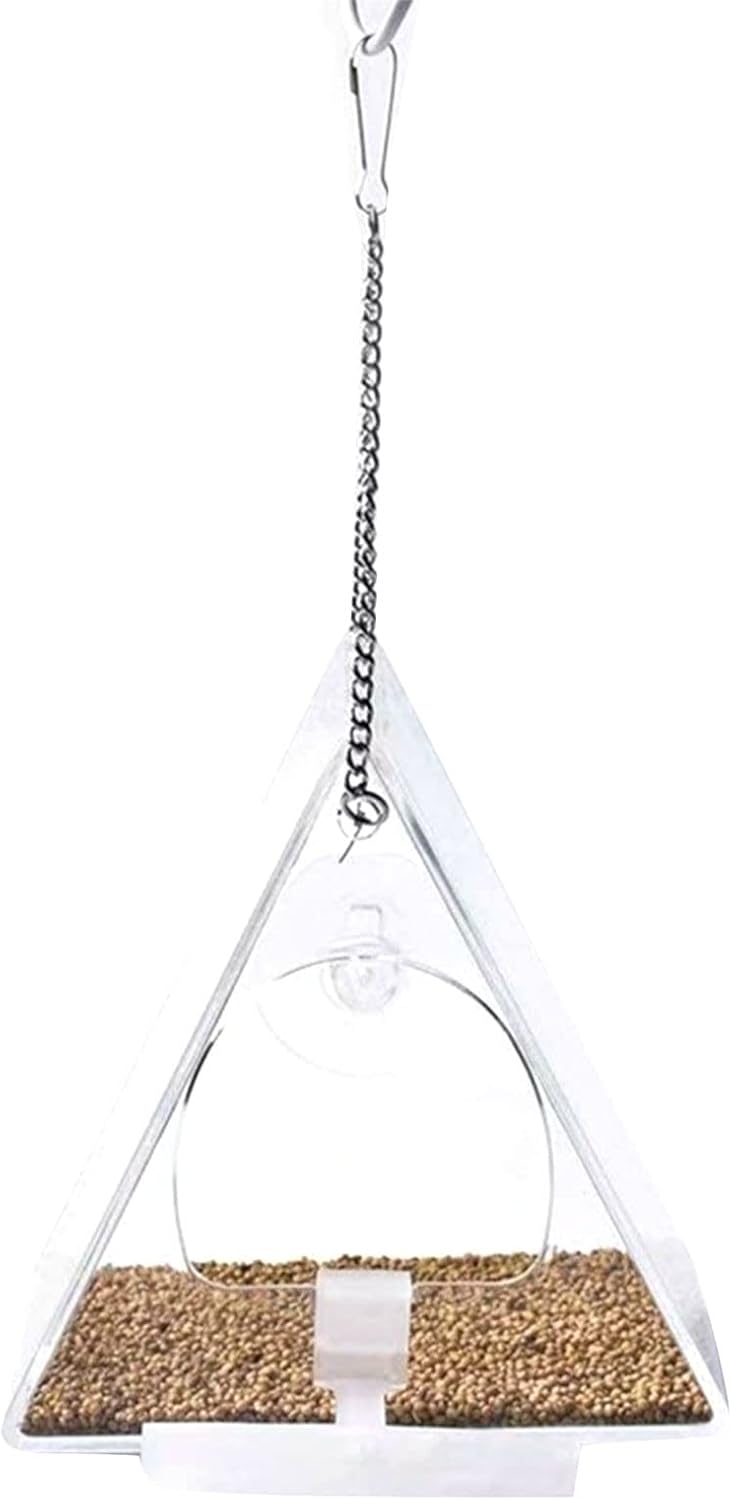 Clear Acrylic Bird Feeder Window Mount with Strong Suction Cup Food Bo