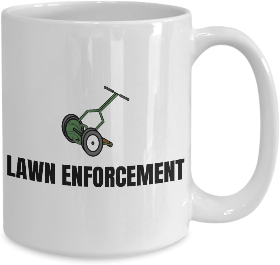 Lawn Care, Gardening Gift - Funny Suburban Garden Mug - Lawn Enforcement