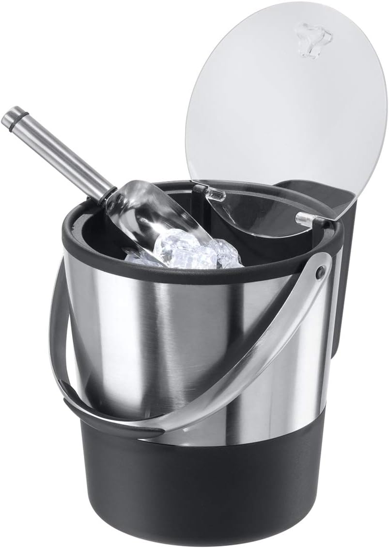 Oggi Insulated Ice Bucket, 4 Quart / 3.8 L, Stainless Steel, Black.