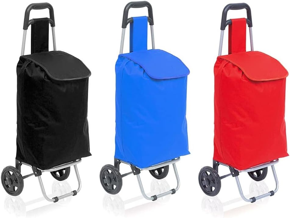 JSEIAJB Shopping Cart, Polyester, Metal, Resistant, Folding, Handles, Wheels, Colors, Pocket, Zipper, Kitchen, Cart Buy(D)