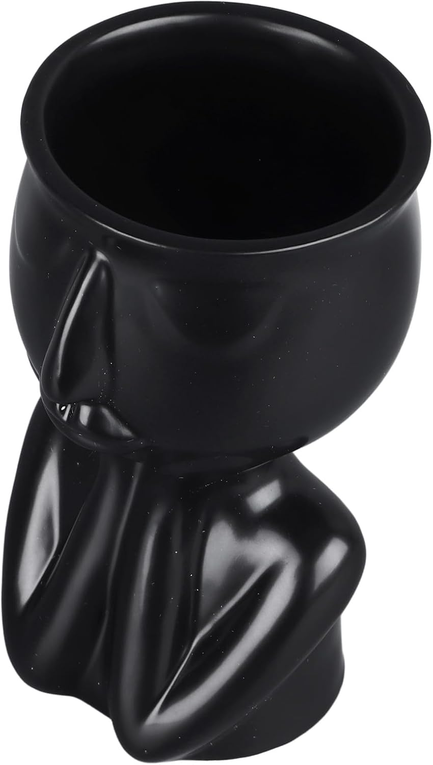 Pilipane Ceramic Face Planter Pot Nordic Style Modern Innovative Face Succulent Planter Pot for Home Office Hotel Desktop Ornaments (Black)