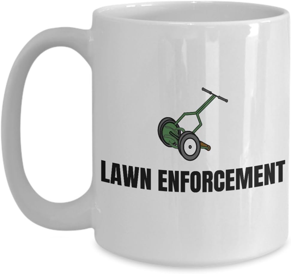 Lawn Care, Gardening Gift - Funny Suburban Garden Mug - Lawn Enforcement