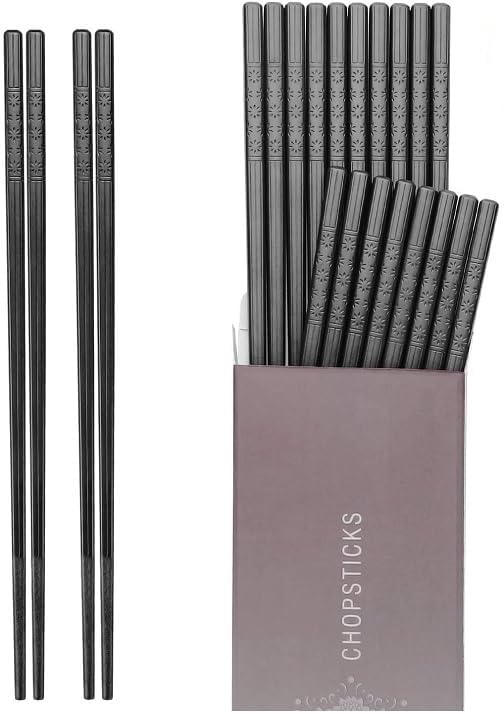 HIWARE 10 Pairs Fiberglass Chopsticks - Reusable Chopsticks Dishwasher