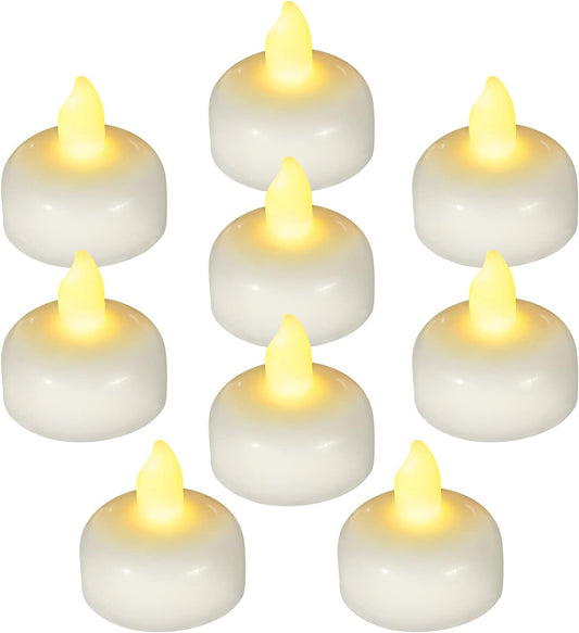 24 PCS Flameless Floating Tealights Waterproof Candles, Warm White Battery Operated Outdoor Flickering LED Tea Lights Votive Candles Bulk, Wedding Centerpiece Vase, Pond, Halloween Decorations