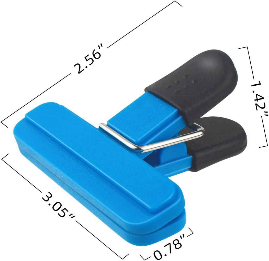 6 Pack Chip Bag Chips Food Clips with Heavy Duty Tight Seal Grip Plastic Bags Clips for Food Storage Assorted Colors Food Bag Clips Snack Clips Small Sizes Kitchen Clip for Coffee Snacks (3 Colors)