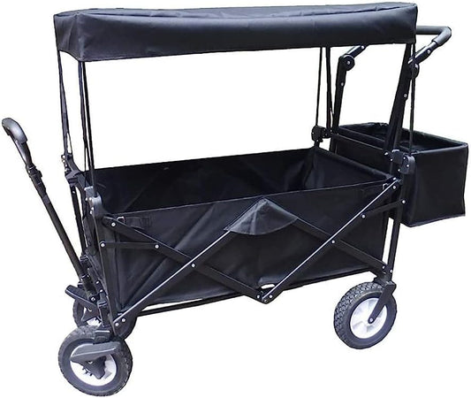 Handcart, Portable Folding Garden Trolley Cart Heavy Duty Wagon with C