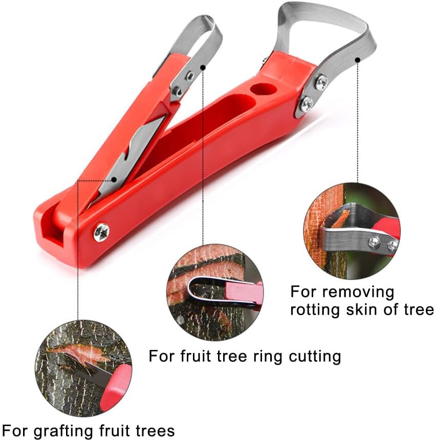 Multifunctional Bark Scraper Remover Set Heavy-Duty Steel with Grafting Knife Fruit Tree Ring Cutter Includes Gloves and Screwdriver for Gardening Tree Grafting Bark Peeling