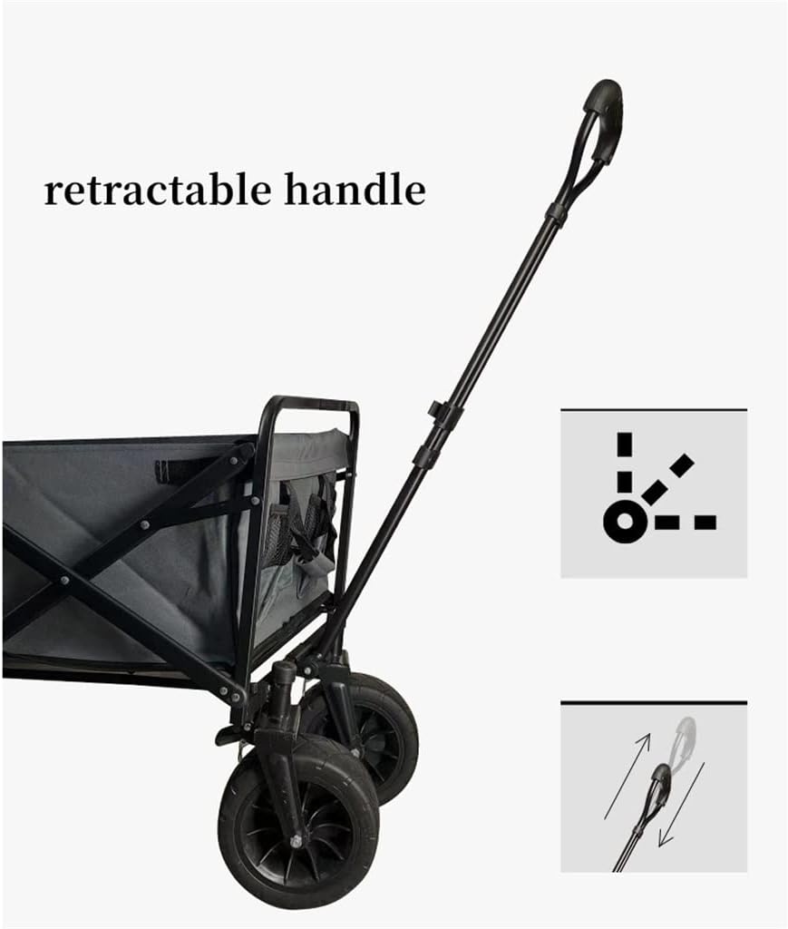 JSEIAJB Camping Cart 120L Large Capacity Folding Adjustable Trolley Portable Shopping Pushcart Outdoor Picnic Beach Wagon(D)