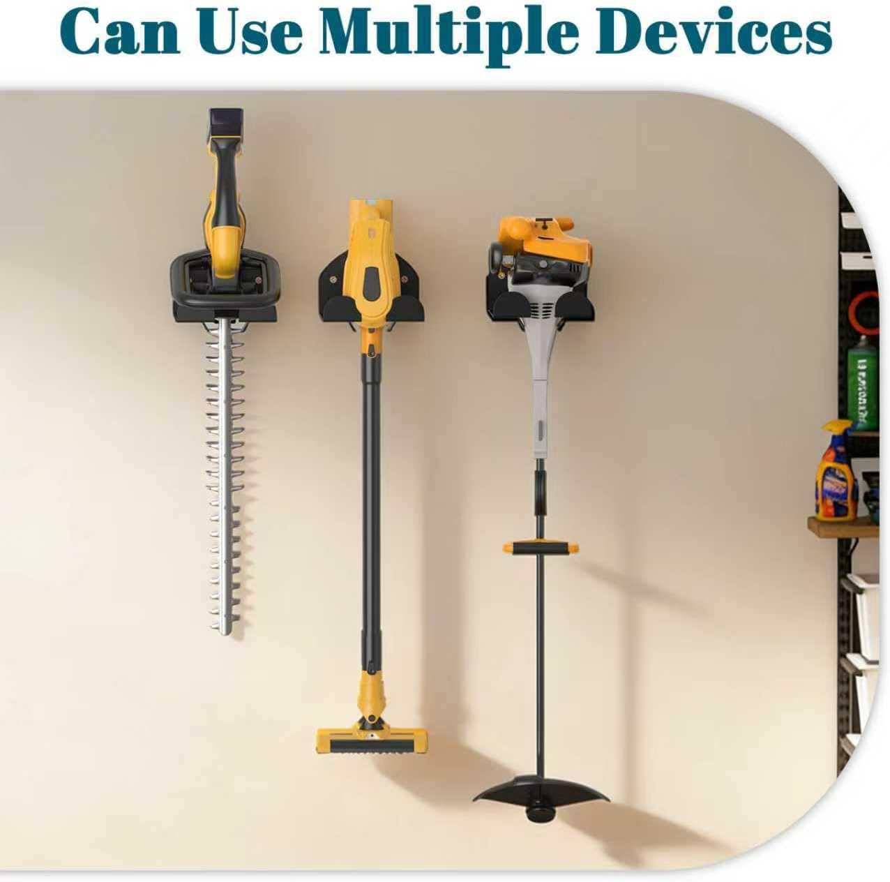 (2 Pack) Garage Organizer Trimmer Rack, Wall Mount Garden Power Tool H