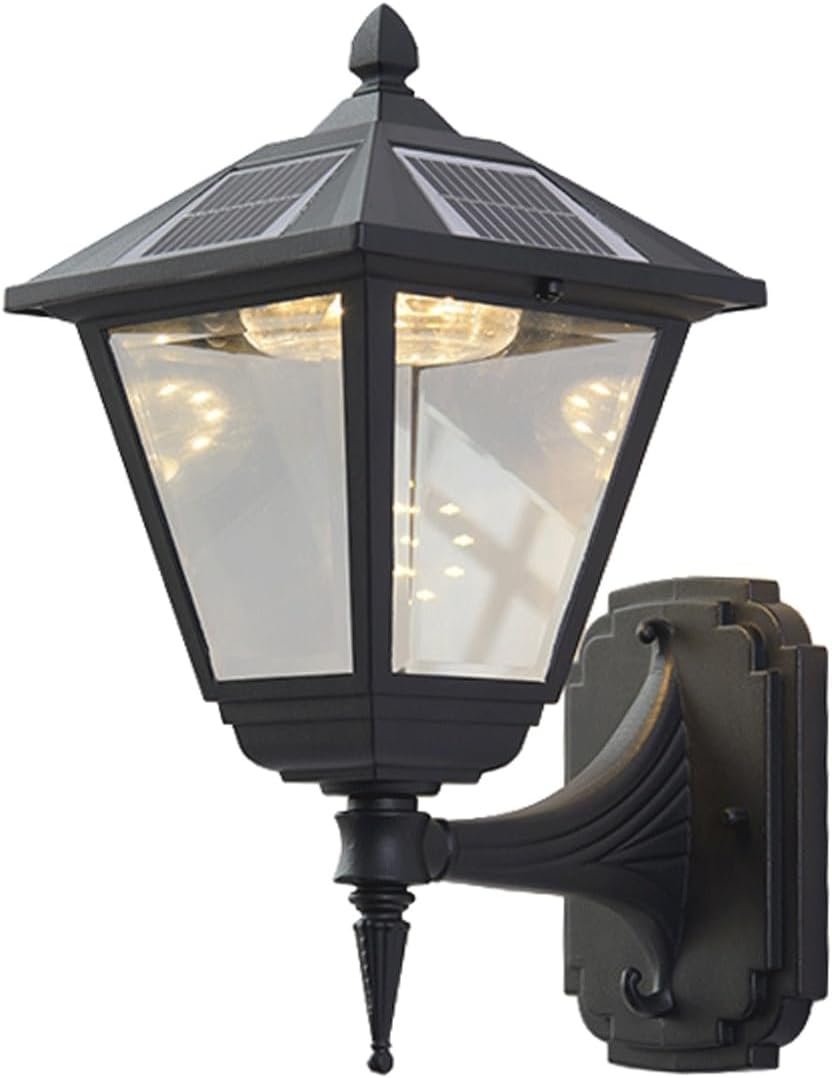 Solar Outdoor Wall Sconce Dusk to Dawn, LED Mounted Lamp with Remote, Exterior Wall Lantern, Aluminum Solar Powered Light Fixture for Porch, Patio, Garden, Garage, Yard, Pathway, Deck, Villa