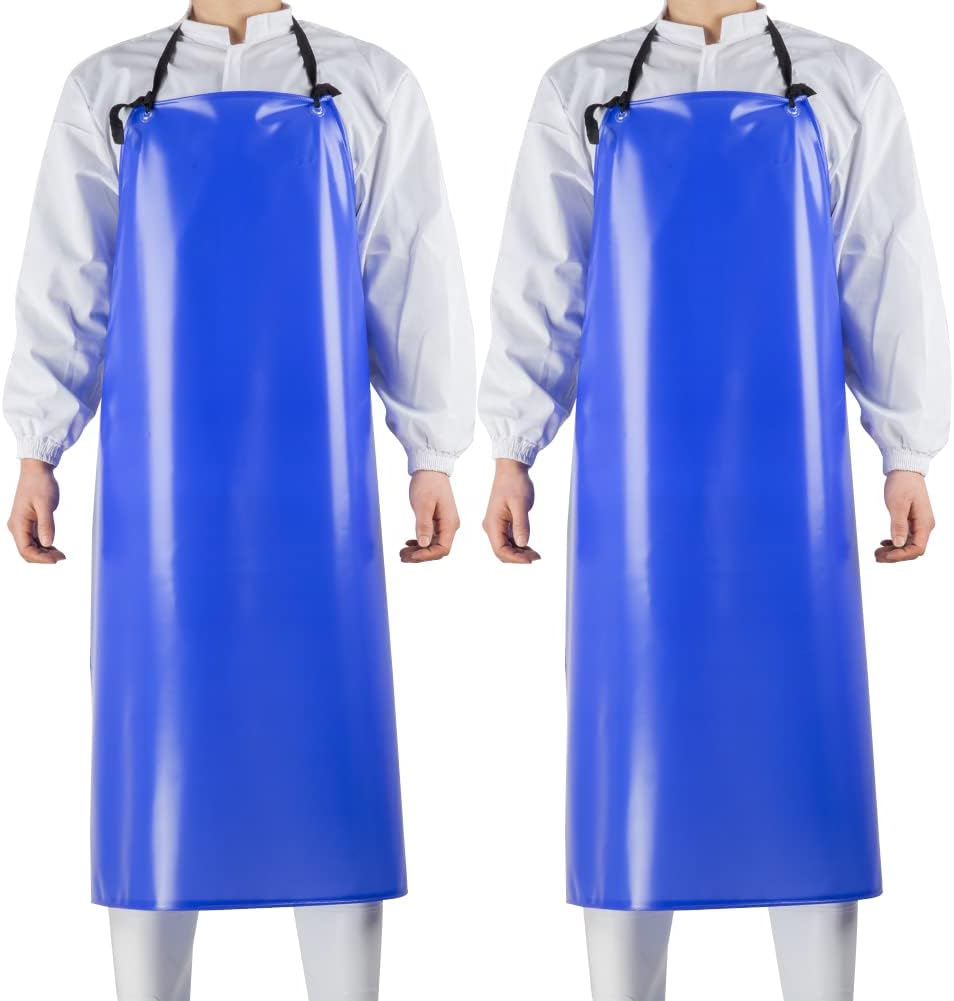 Chemical Resistant Vinyl Apron - Blue Plus Size Unisex PVC Aprons for 