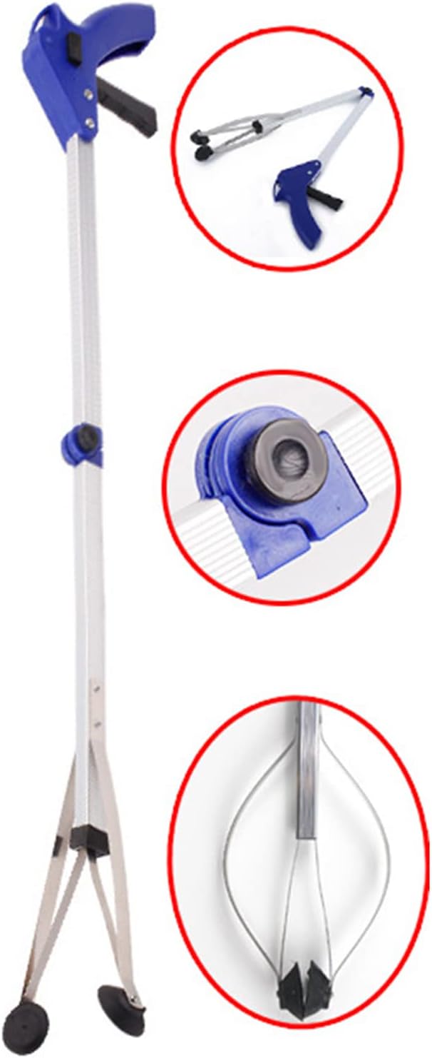 Foldable Reacher Grabber Tool,Long 32" Foldable Extender Gripper Tool, Suction Cups for Precise Work, Claw Trash Garbage Picker,Garden Nabber(Aluminum Square Tube)