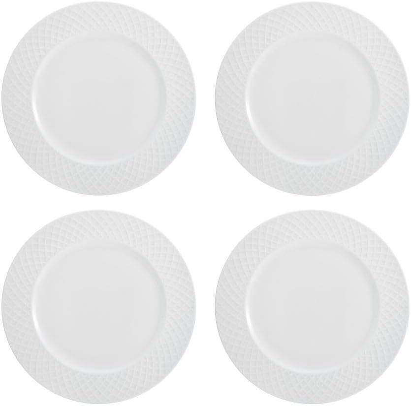 Mikasa Trellis Bone China 16-Piece Dinnerware Set, Service for 4, Whit