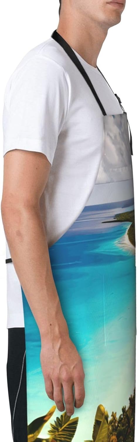 YANYU island of cuba Print 28x33 In Kitchen Apron Stylish Chef Apron with Pockets for Cooking Baking Painting