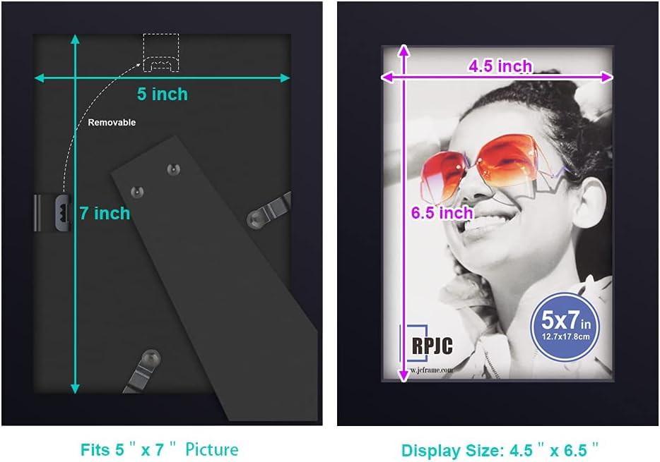 RPJC 5x7 Picture Frames Made of Solid Wood High Definition Glass for Table Top Display and Wall Mounting Photo Frame Black