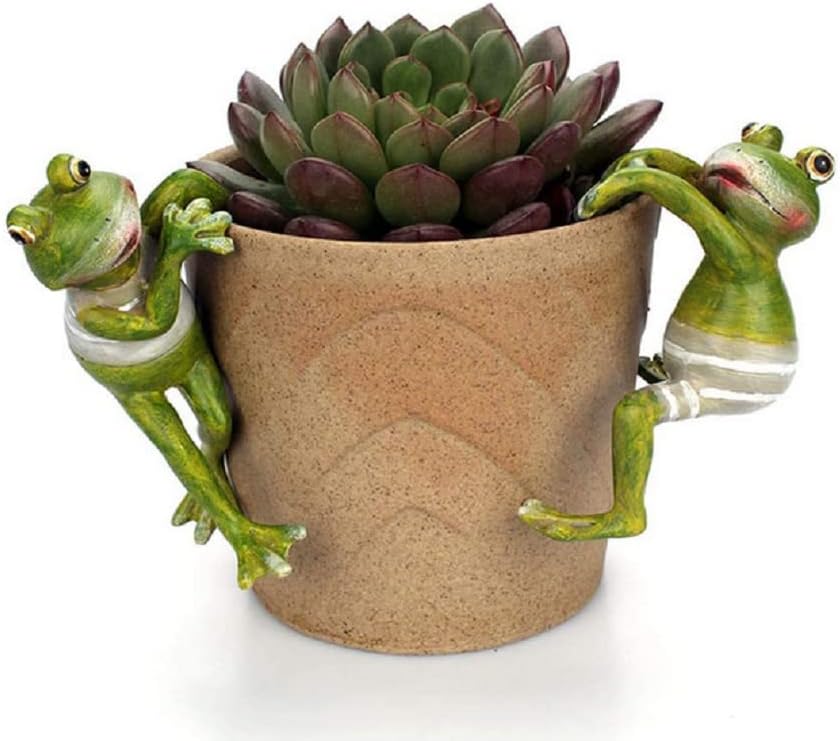 Resin Frog Planter Pot Hanger Decorations Frog Flower Pot Resin Creative 3D Craft Frog Figurines Frog Statue Climbing Decoration Animal Ornaments for Office Desk Home Garden Pot Decor,4 pcs