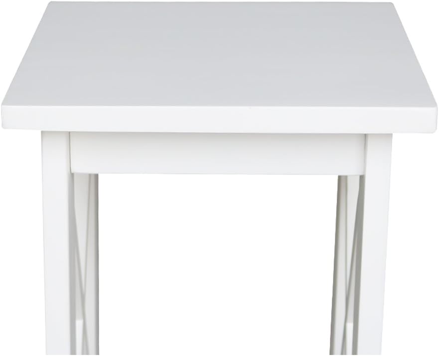 IC International Concepts, 36" X-Sided Plant Stand , Solid Real Wood, Sturdy Parawood, Snow White