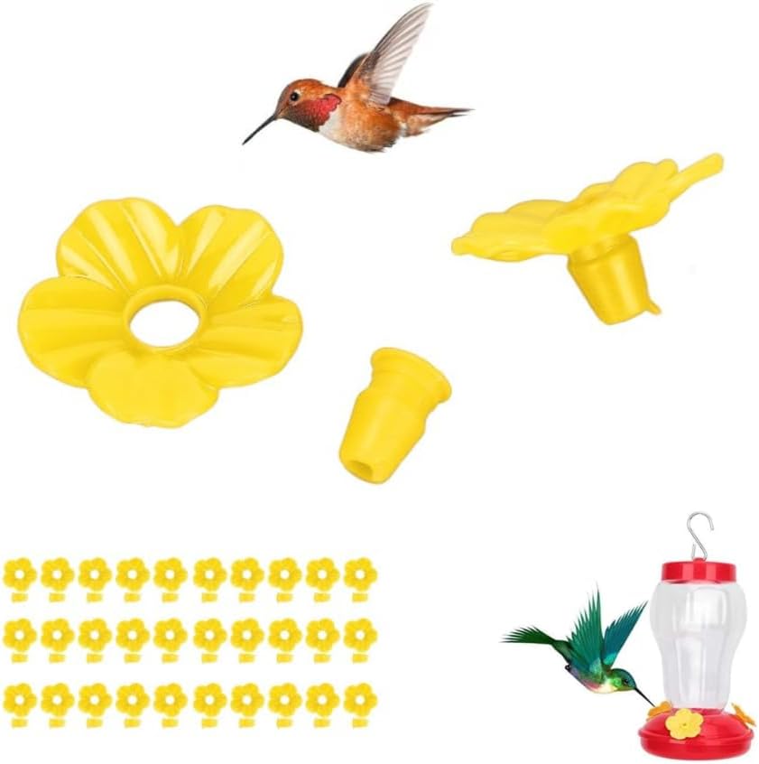 Cocoarm Hummingbird Feeder Flowers Replacement, 30 Pieces, Yellow, for Outdoors