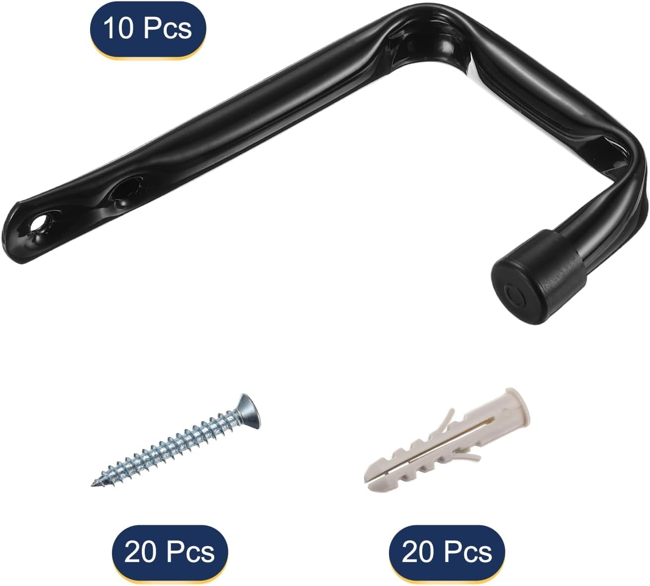 HARFINGTON 10pcs J Shaped Garage Storage Hooks 4.5" x3.5" Metal Anti-Rust J Utility Hangers Wall Ceiling Hooks for Hanging Bicycle Cords Garden Tools, Black